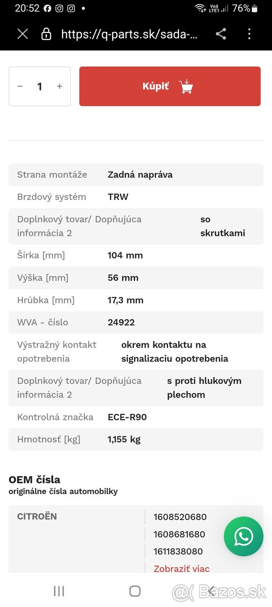 Citroen,C4,DS,Peugeot 5008,Valeo brzdové dosky - 5