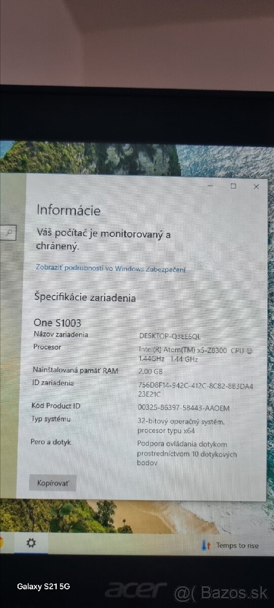 Predám tablet Acer s Windows a klávesnicou - 5