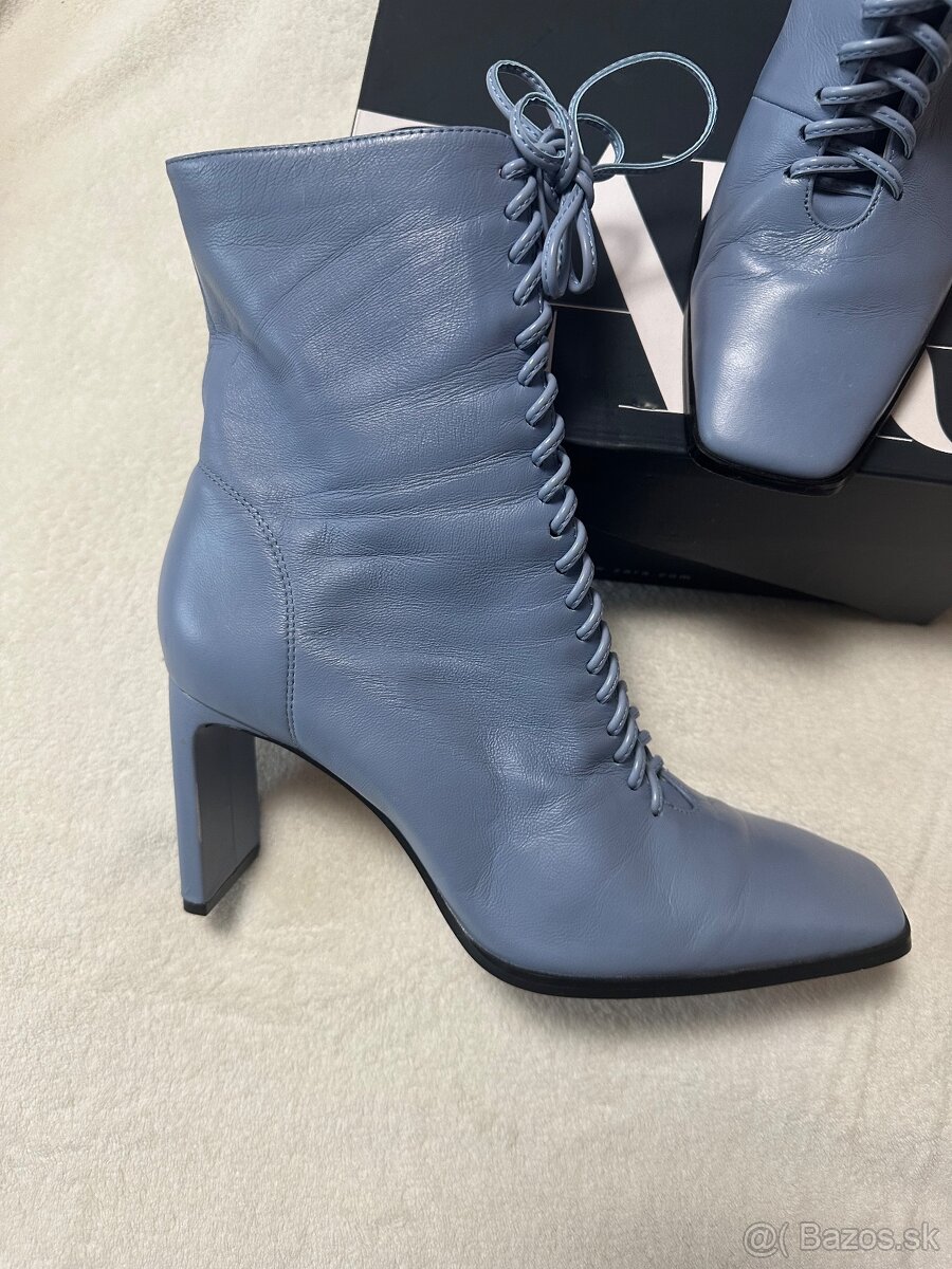 Modré kožené čižmičky zn. ZARA - 5