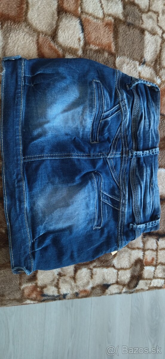 Modrá ryfľova mini sukňa - 5