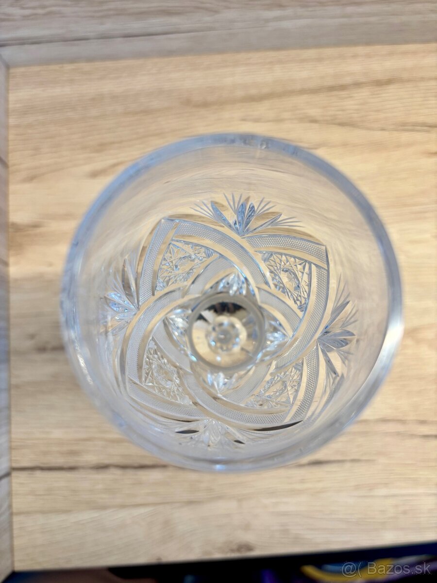 Krištáľový brúsený pohár na stopke - 5