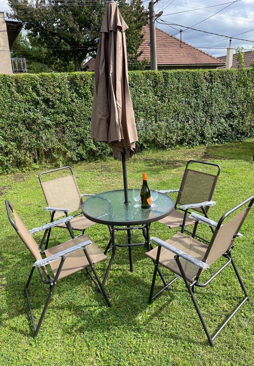 Záhradný slnečník so stoličkami - 5