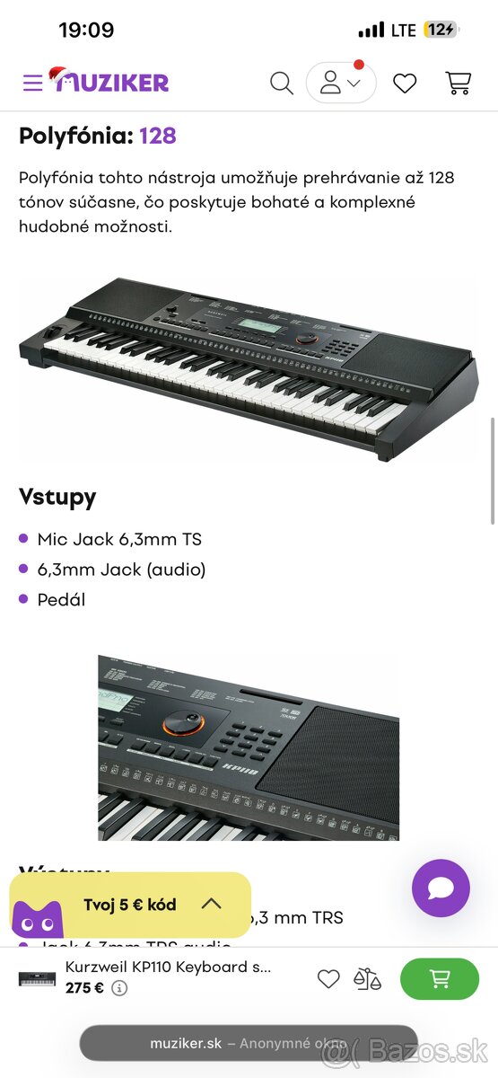 Keyboard Kurzweill KP110 - 5