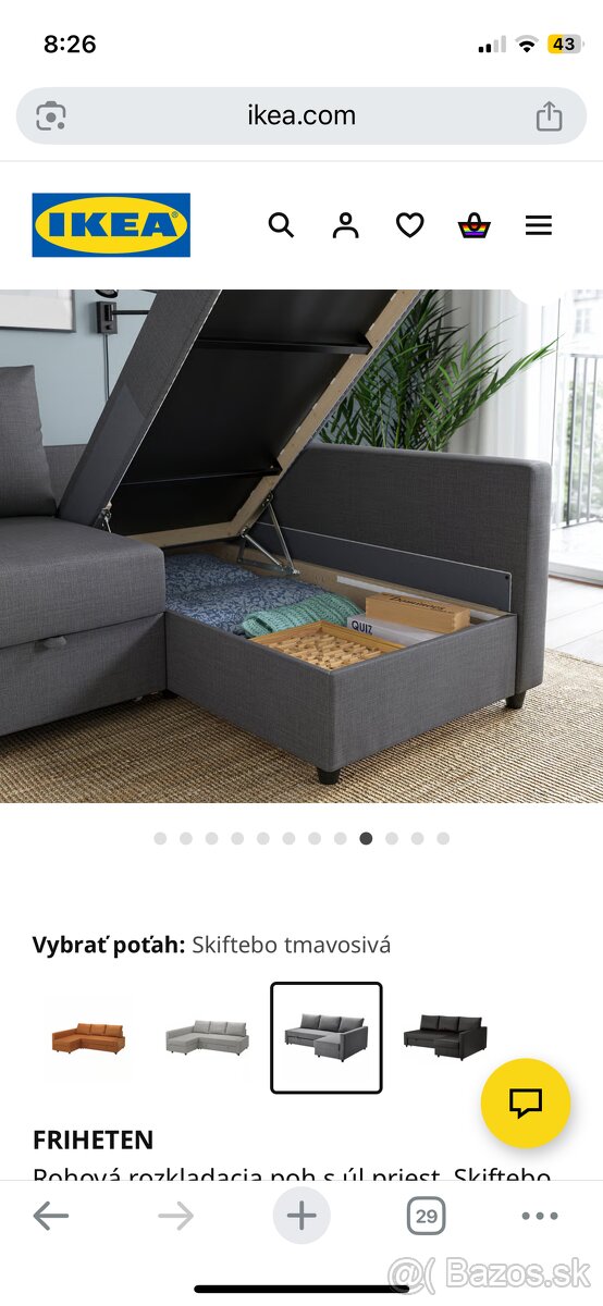 Rohová rozkladacia pohovka s úložným priestorom IKEA - 5