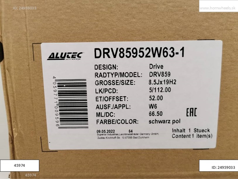 Vw Eos, Golf, Caddy alu disky R19 5x112 ET52 8,5J 1224 - 5