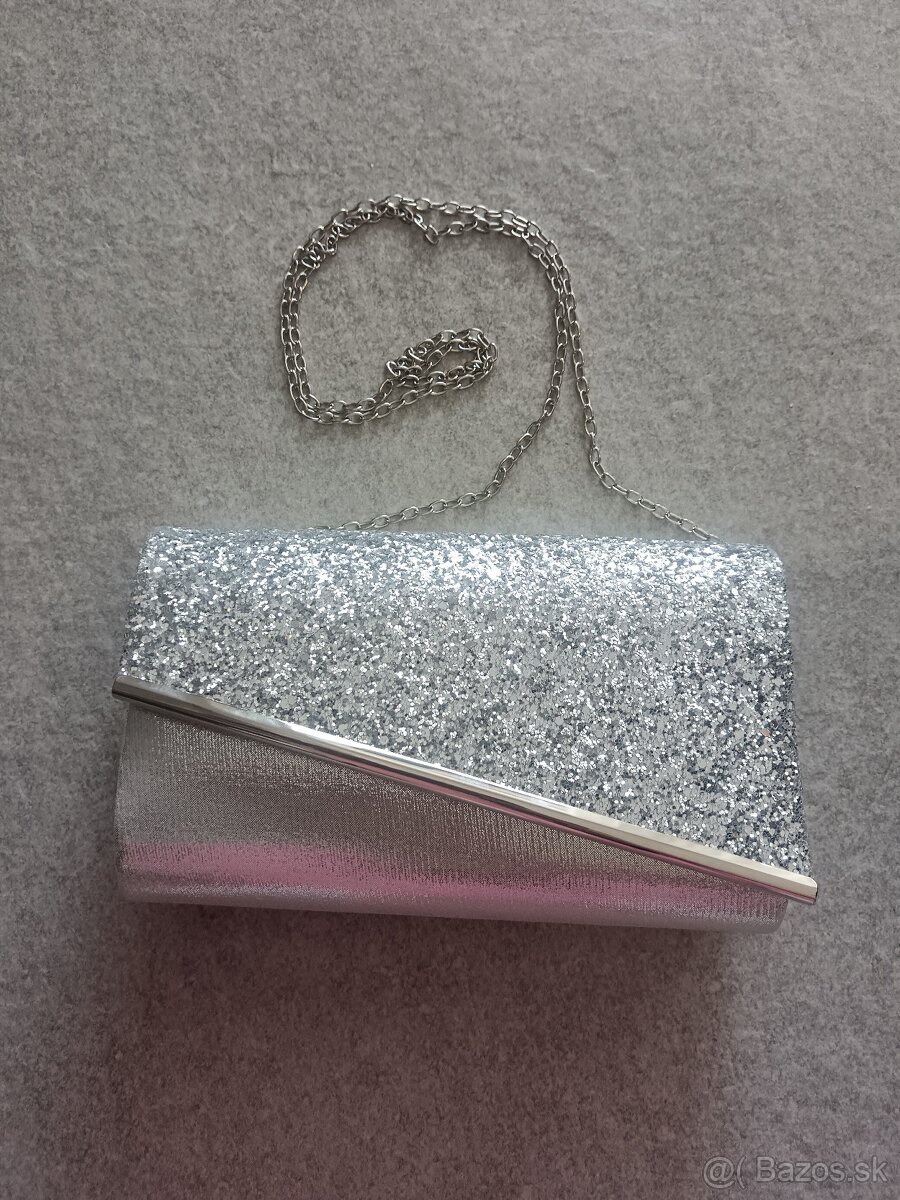 Strieborná kabelka plesová - 5