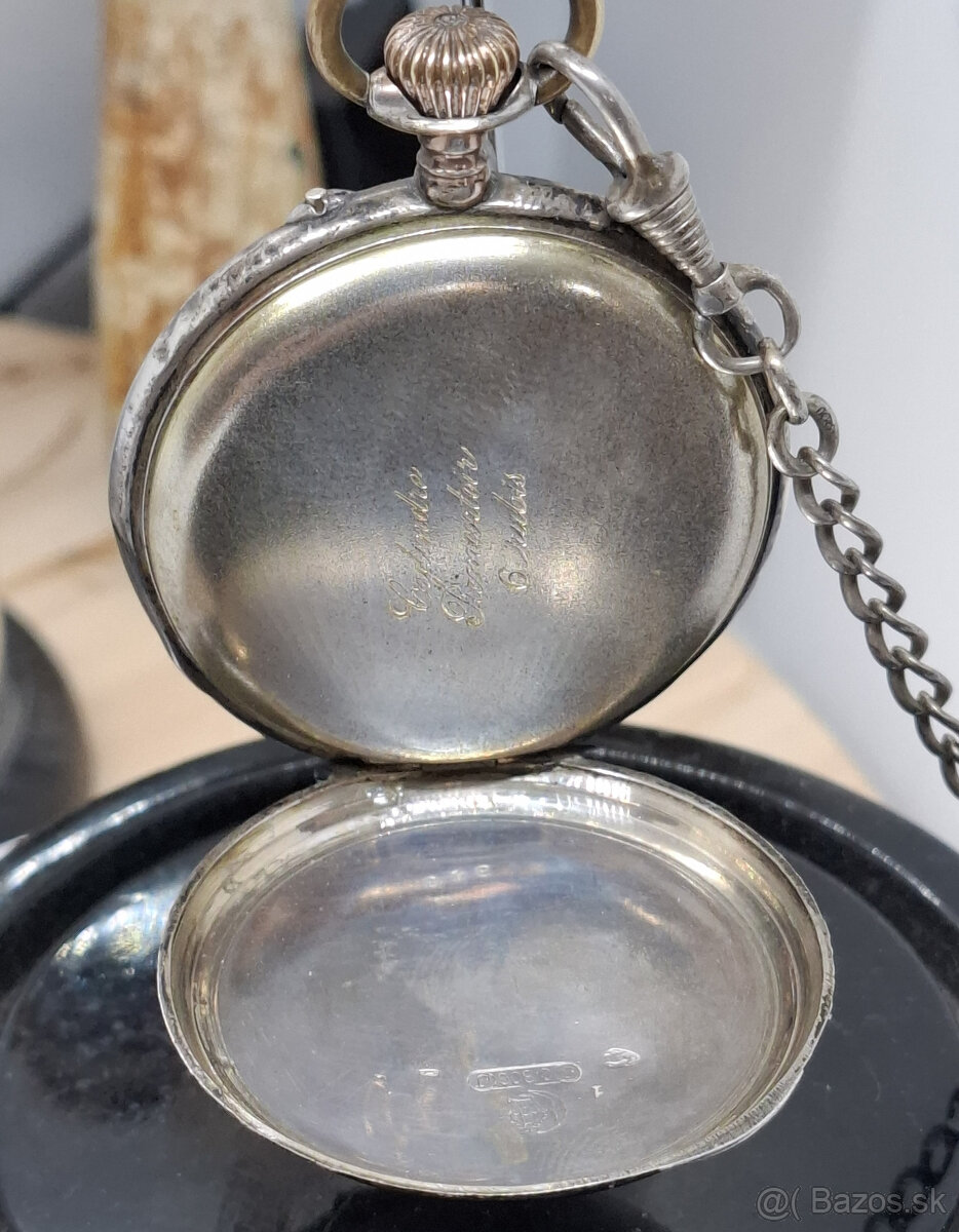 Predám funkčné starožitné strieborné vreckové hodinky so str - 5