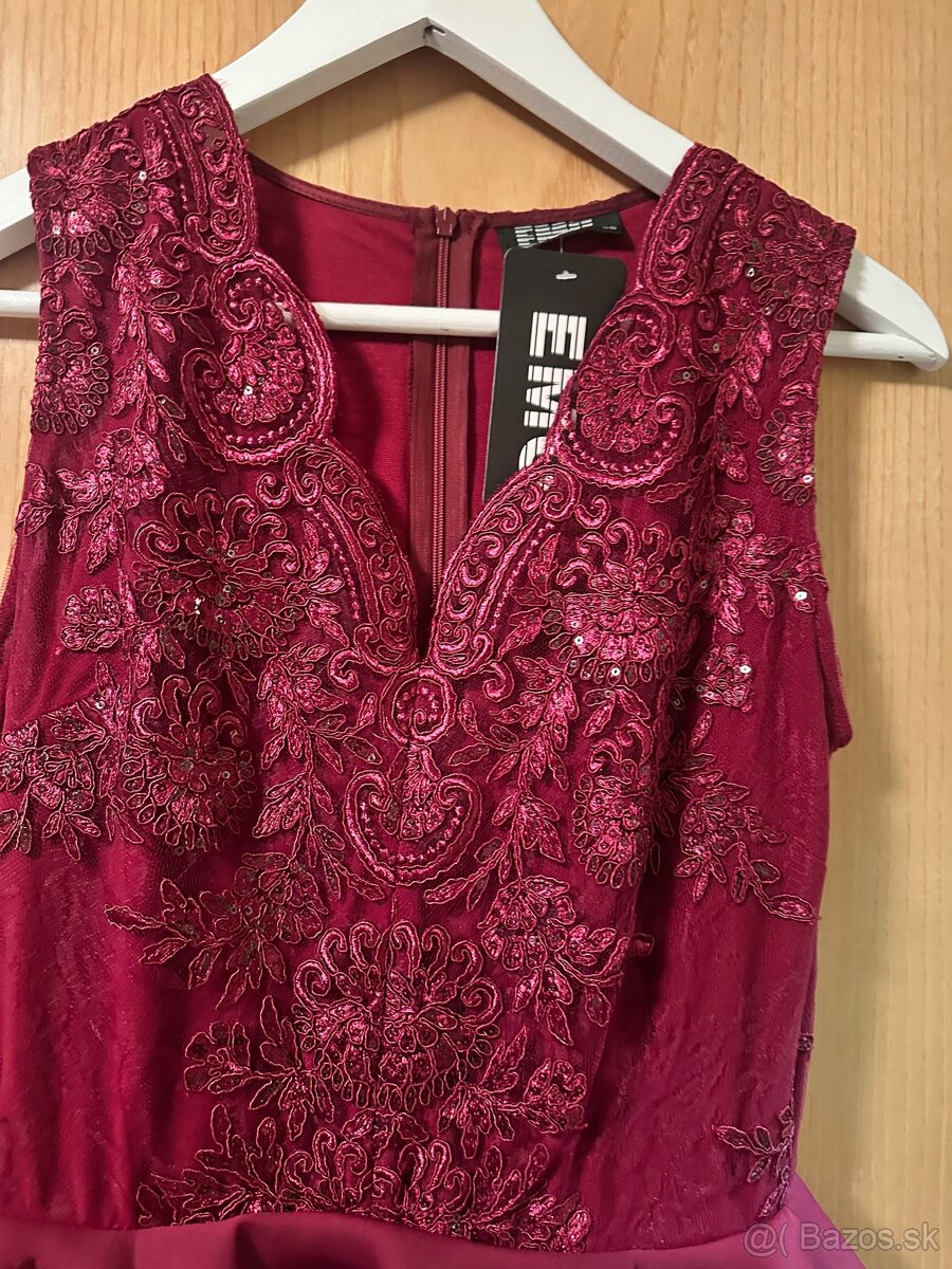 Spoločenské šaty krátke bordové xs - 5