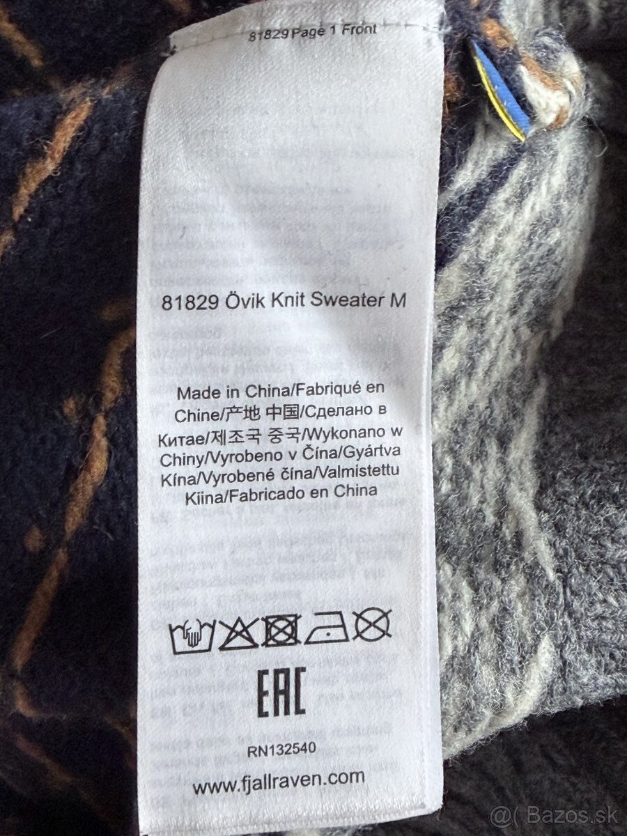 Vlnený sveter Fjallraven Ovik Knit Sweater M Dark Navy - 5