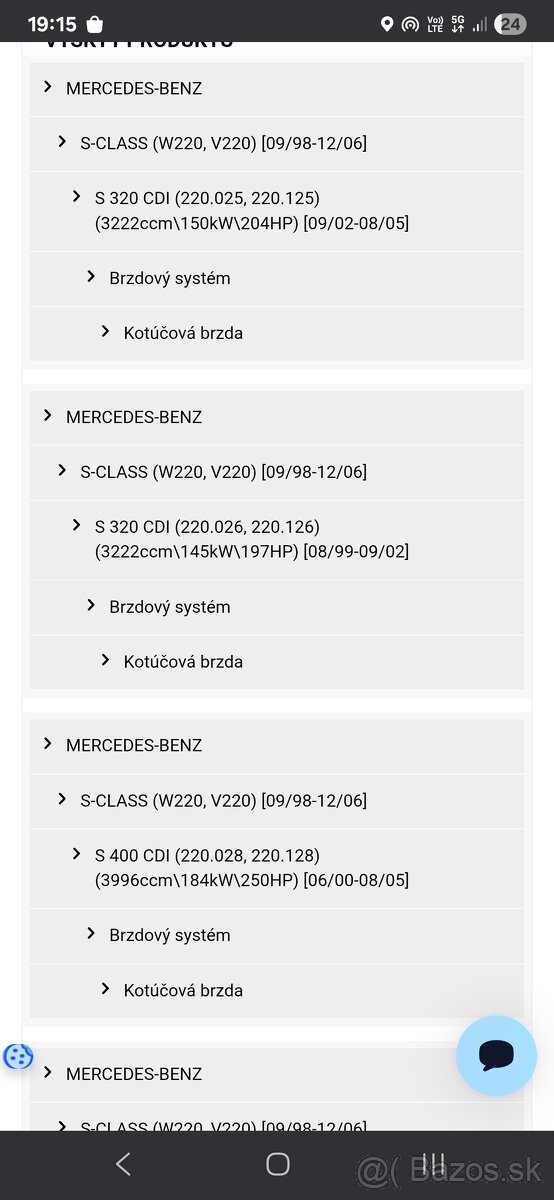 Brzdove kotuce ATE na mercedes S - 5