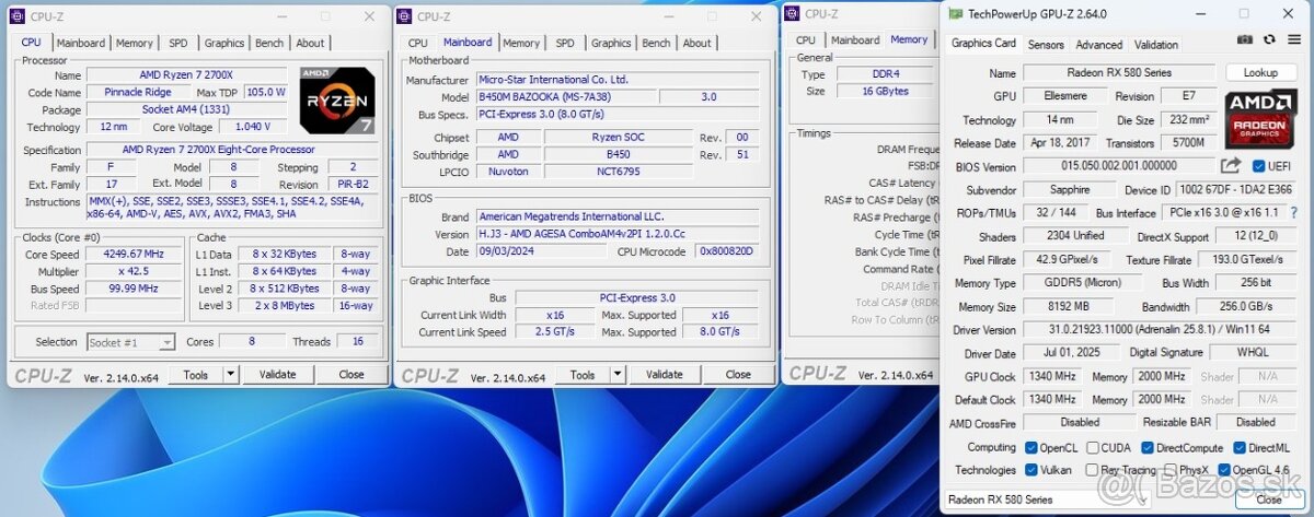 AMD RYZEN 7 2700X, 16GB, RX 580 8GB - 5
