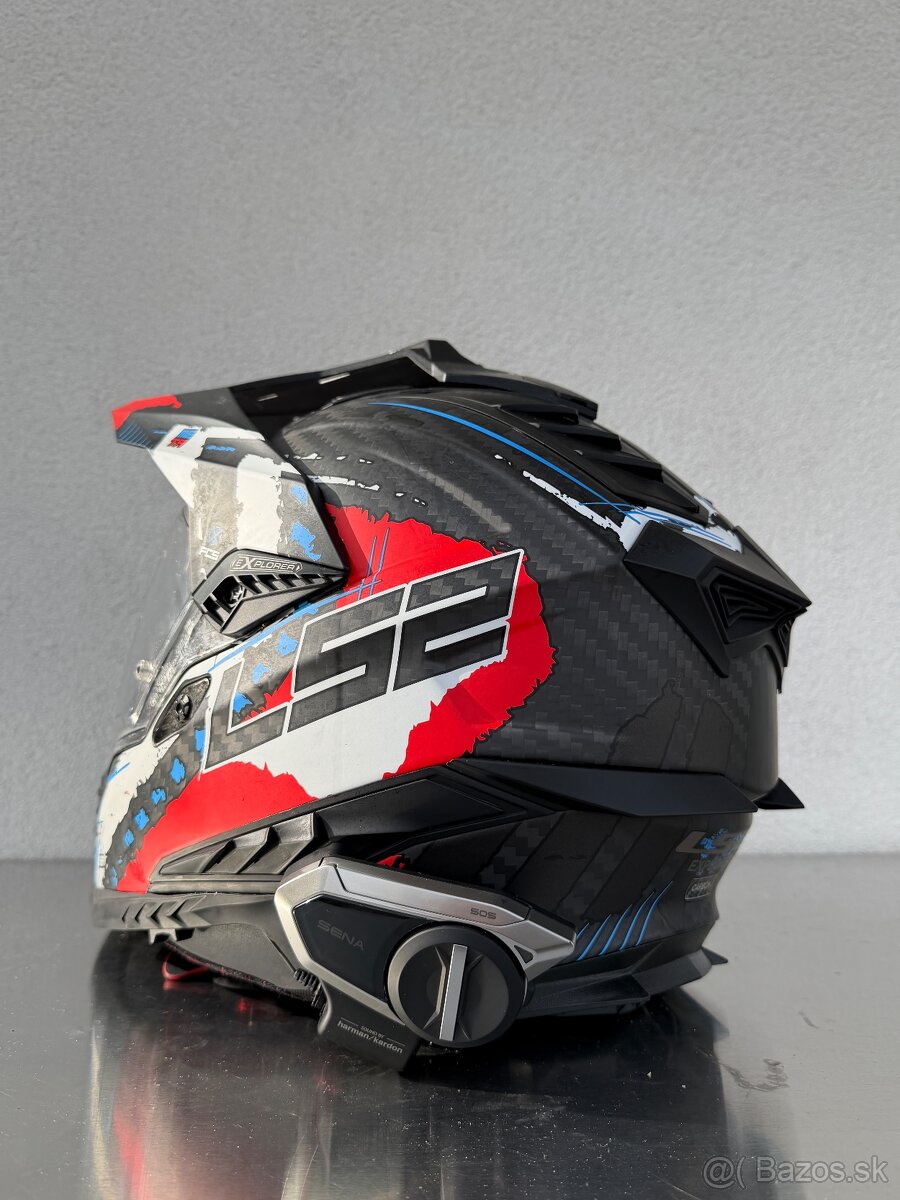 Prilba LS2 MX701 Explorer Carbon Extend čierno-modro-červe - 5