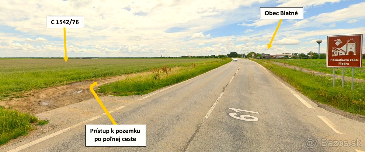 Blatné – 7.200 m2 ORNÁ PÔDA 1/1 s prístupom od cesty - 5