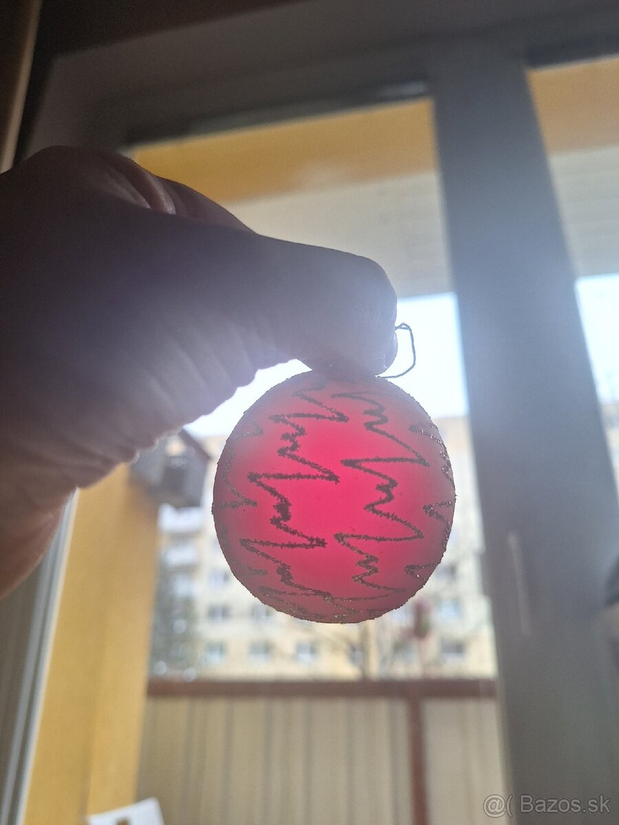 Vianočné gule, sklenené, červené. - 5