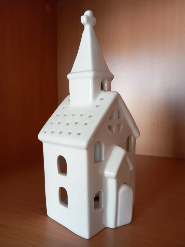 Keramický kostol na čajovú sviečku 22,5x9,5x8 cm - 5
