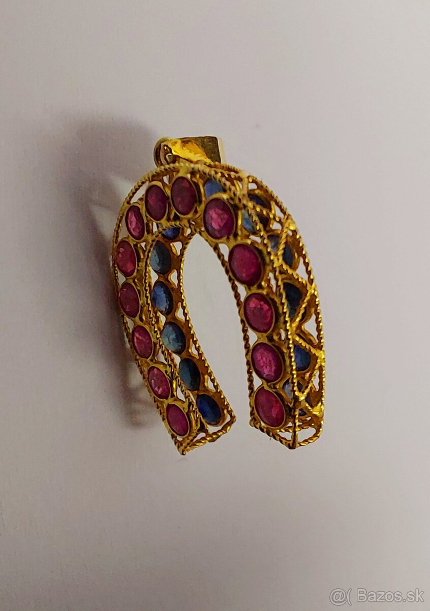Zlatý prívesok so zafírmi a rubínmi - 5