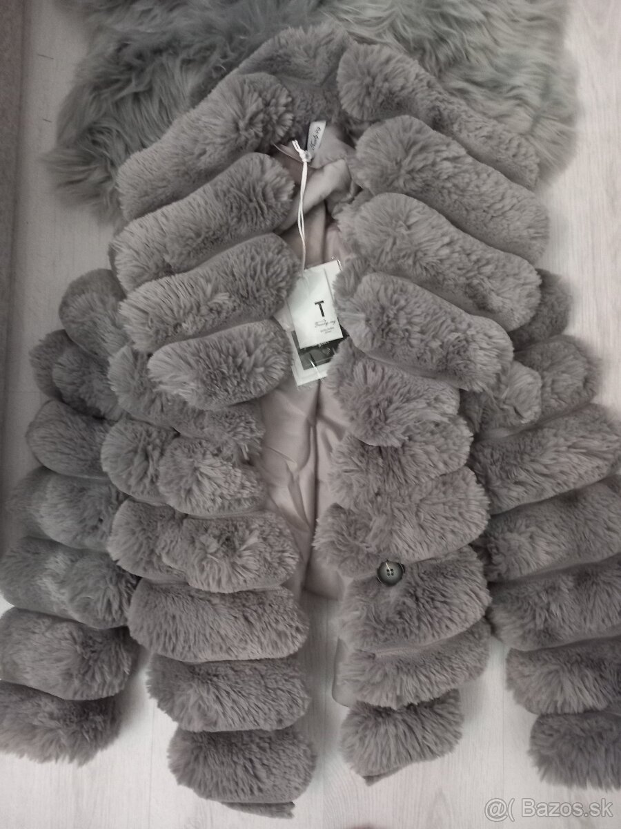 Nádherný nový kabat 2v1 M sivý - 5