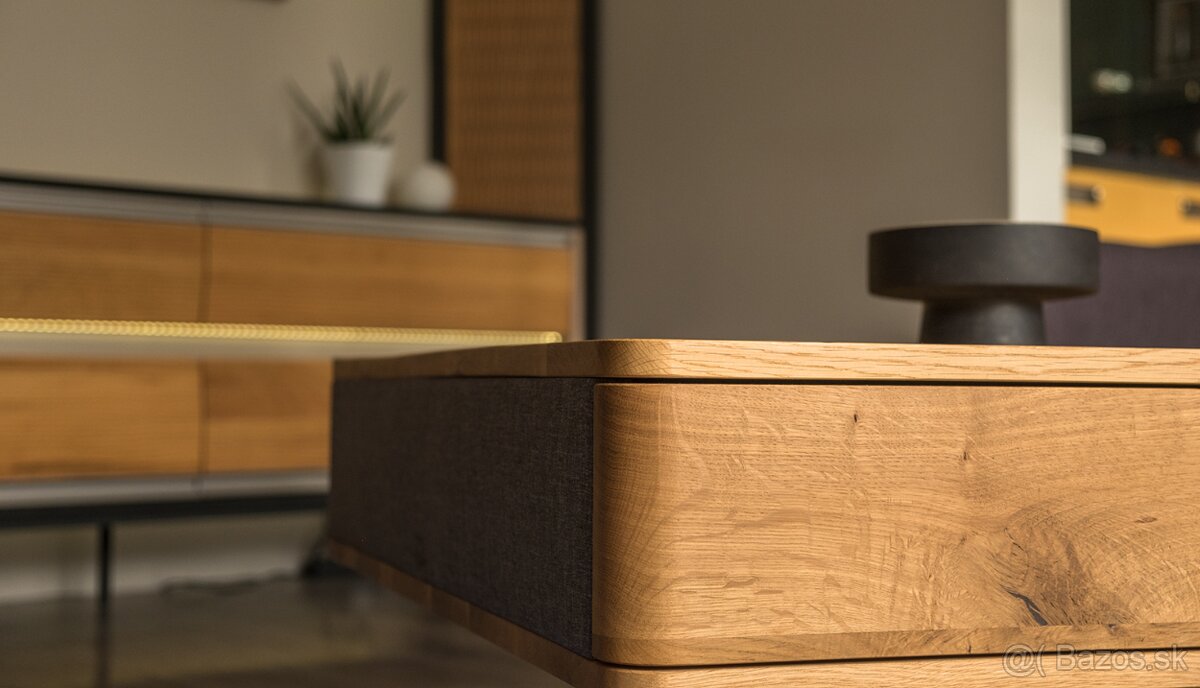 dizajnový retro konferencny stolik z masivu DUB - 5