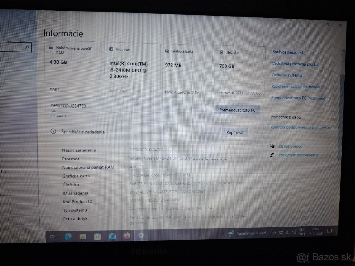 Predám notebook Toshiba - 5
