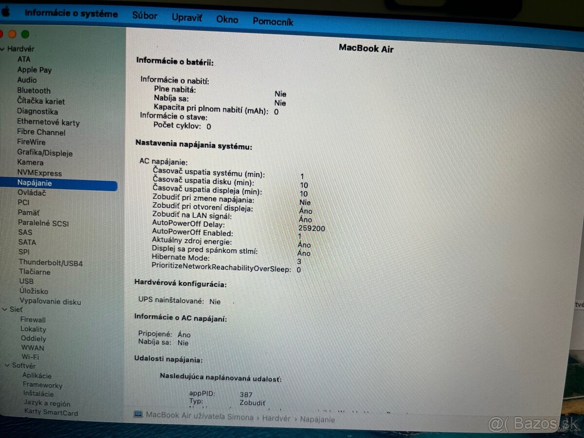 Predám na náhradné diely Macbook Air - 5