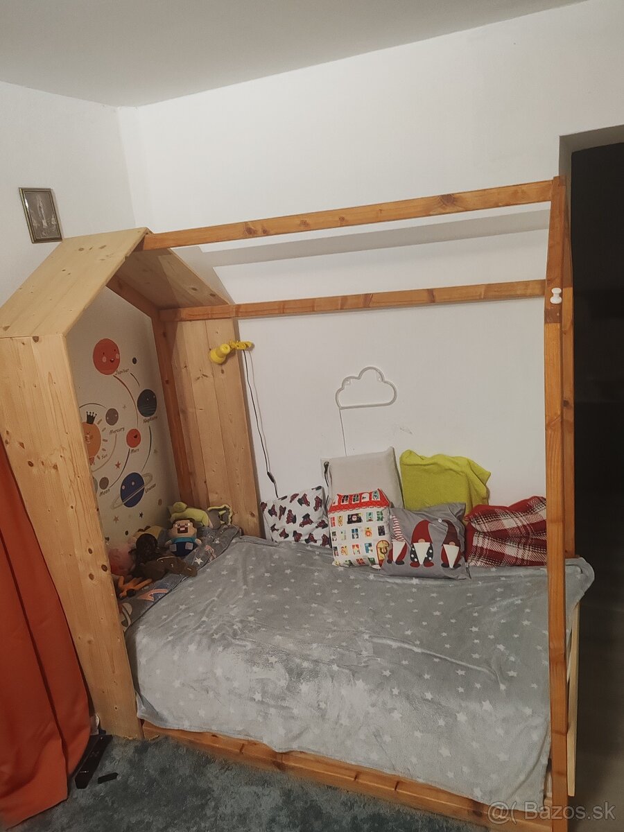 Domčeková posteľ kvalitné drevo 2xmatrac - 5