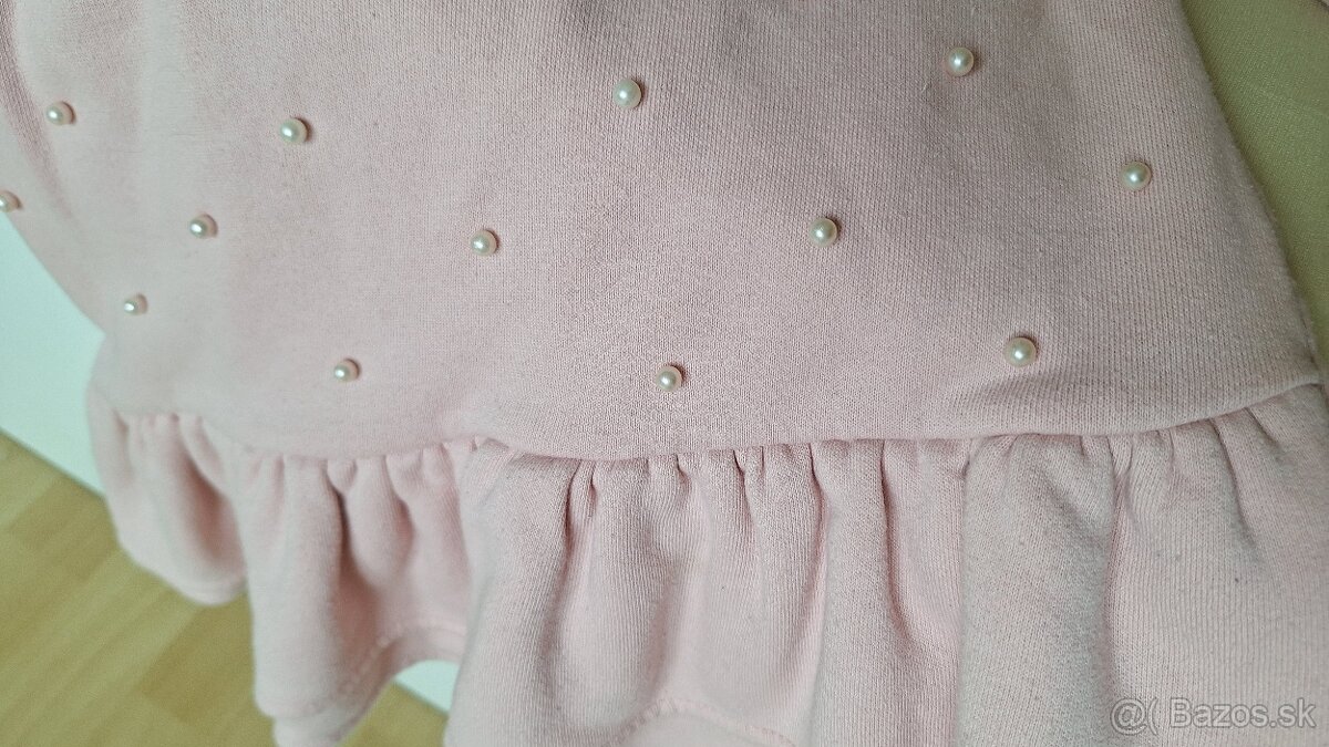 Zateplené ružové šaty s perličkami Reserved, vel. 104 - 5