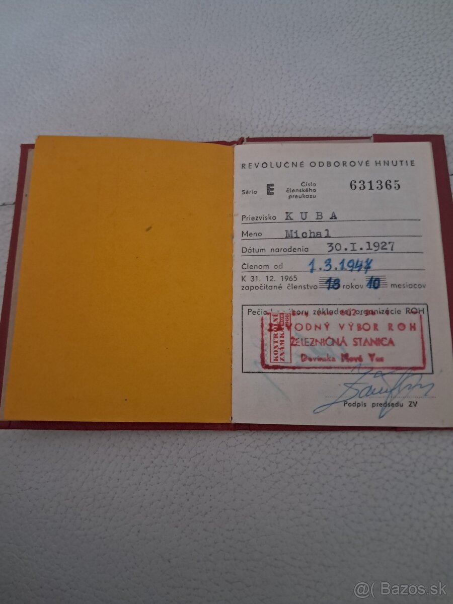 Preukaz člena ROH z roku 1966 - 5