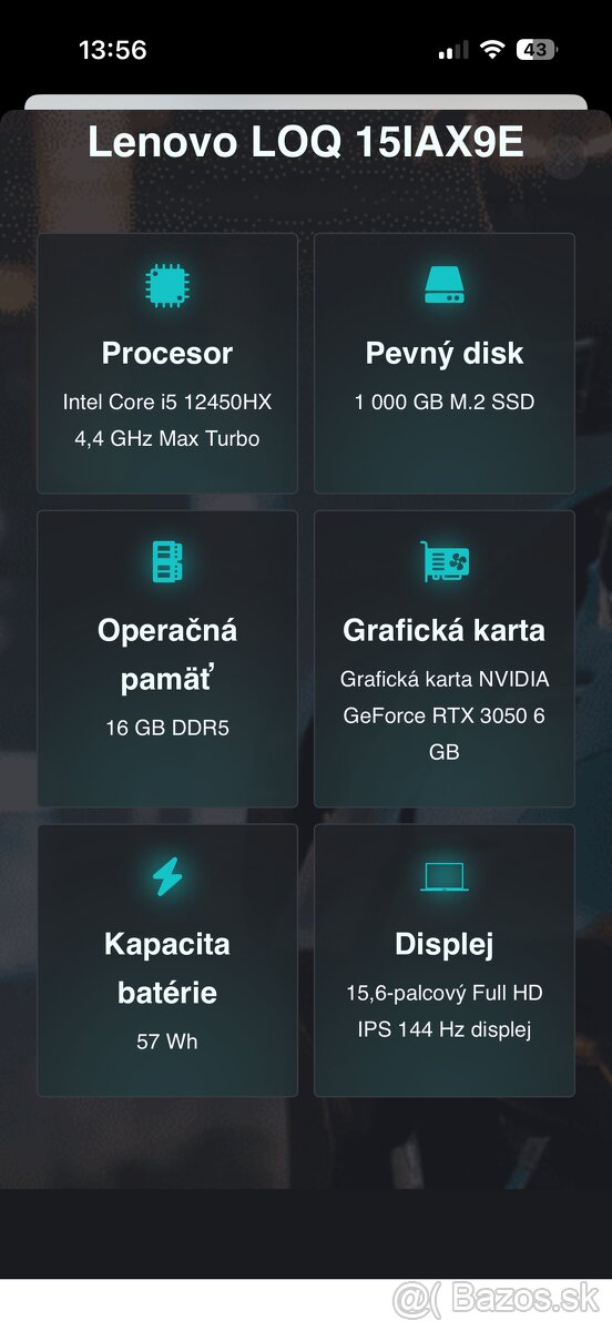 Herný notebook Lenovo LOQ 15IAX9 - 5