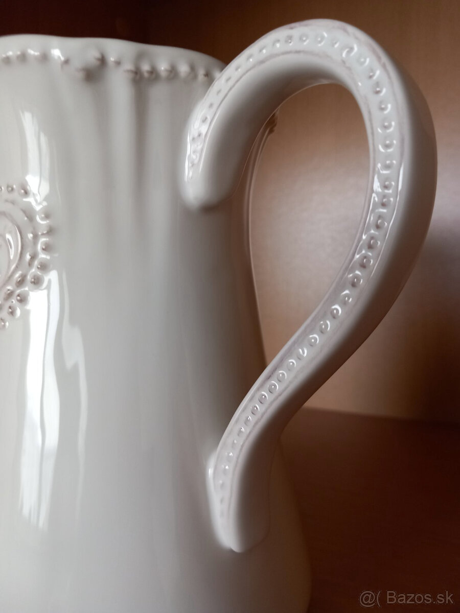 Starší keramický-kameninový džbán so srdiečkom 19x18,5 cm - 5