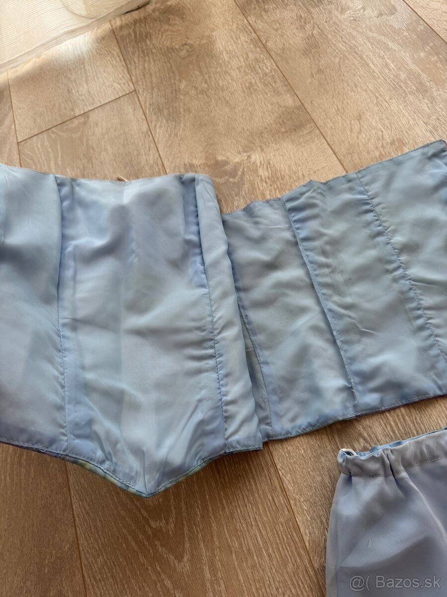 Luxusný set (korzet a sukna) ručne šitý, modrá, small - 5