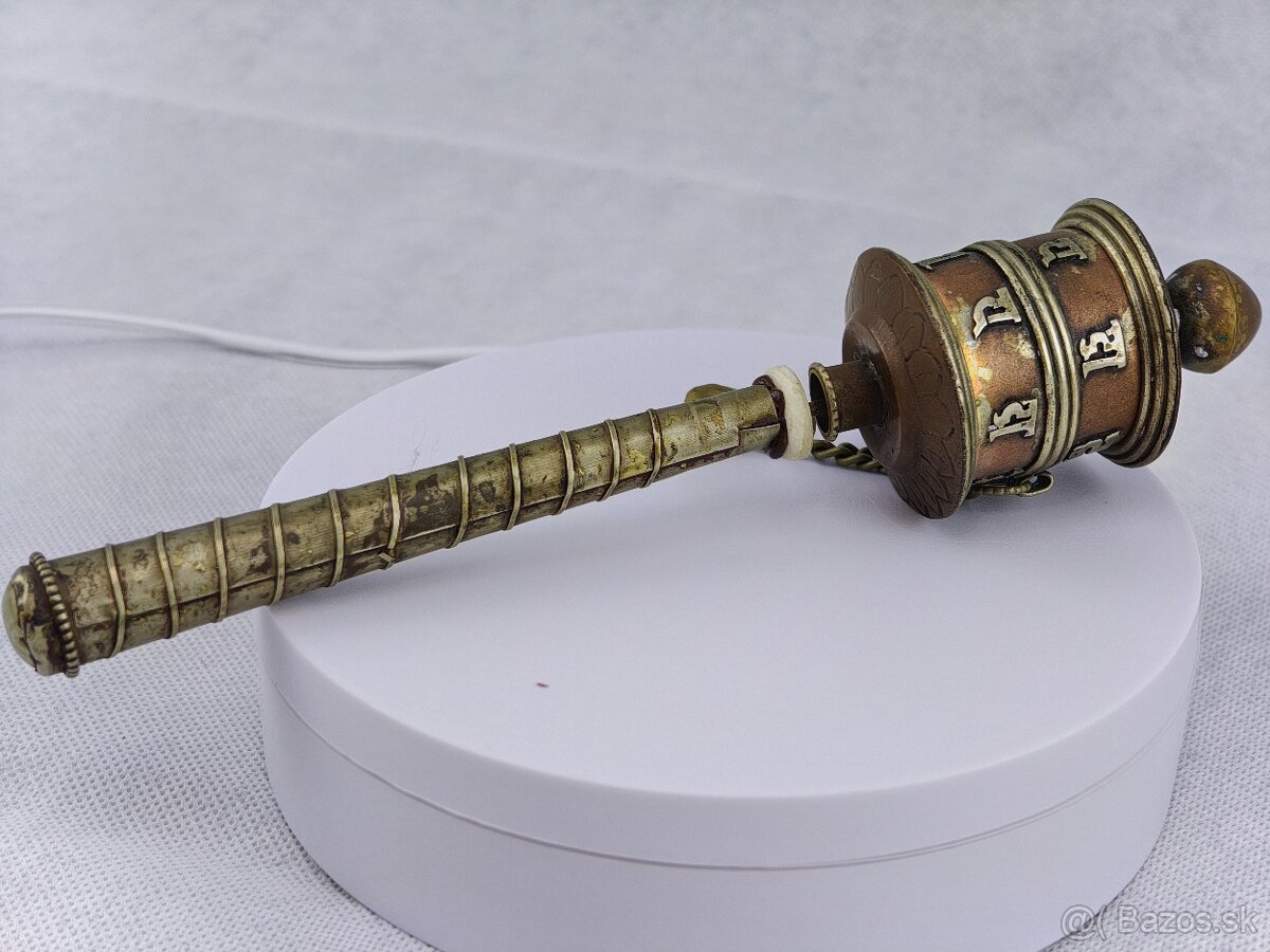 Starožitný strieborný budhistický modlitebný mlynček - 5