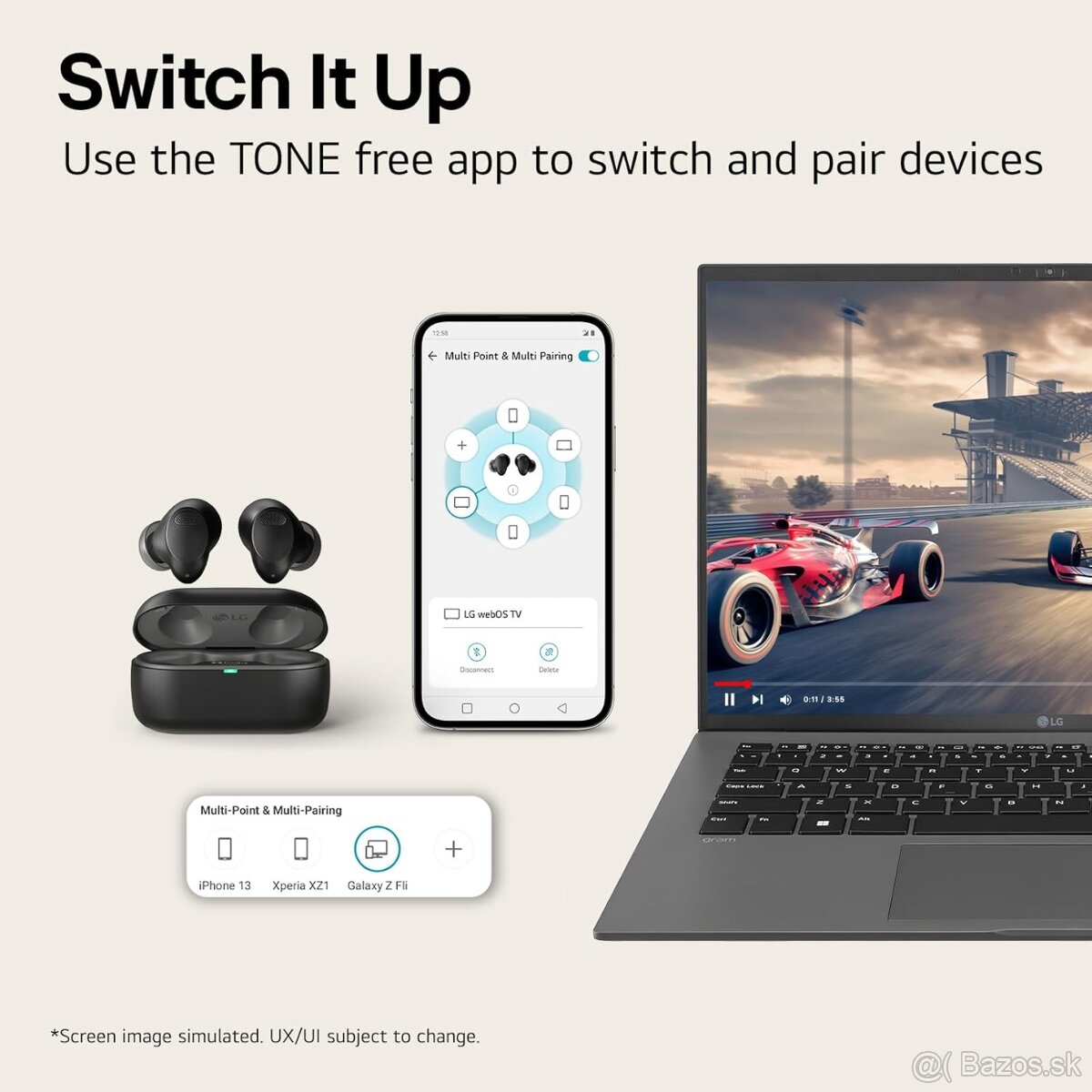 LG TONE Free T90S in-ear Bluetooth Headphones with Dolby Atm - 5