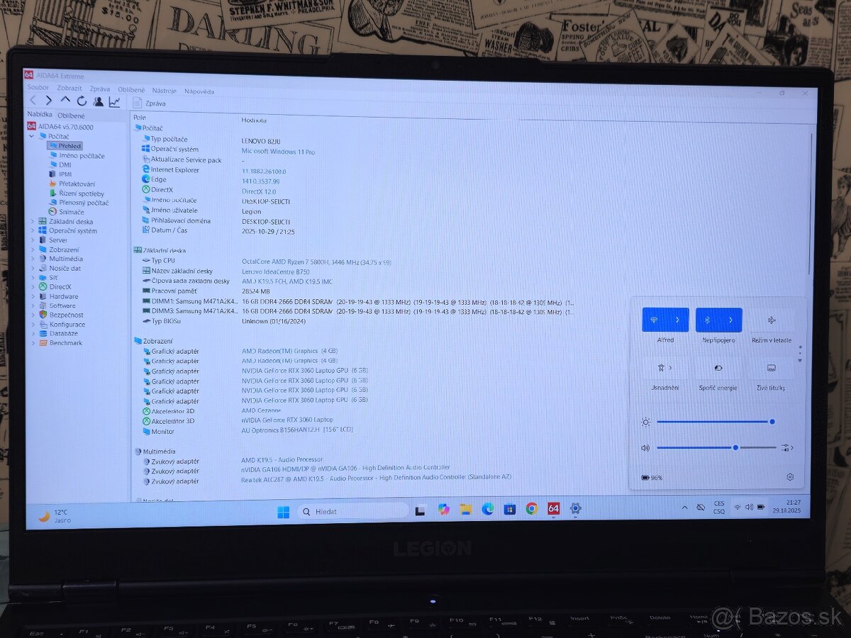 LENOVO LEGION 5 》RYZEN 7 》HERNÝ NOTEBOOK 》32GB RAM 》WIN 11 - 5