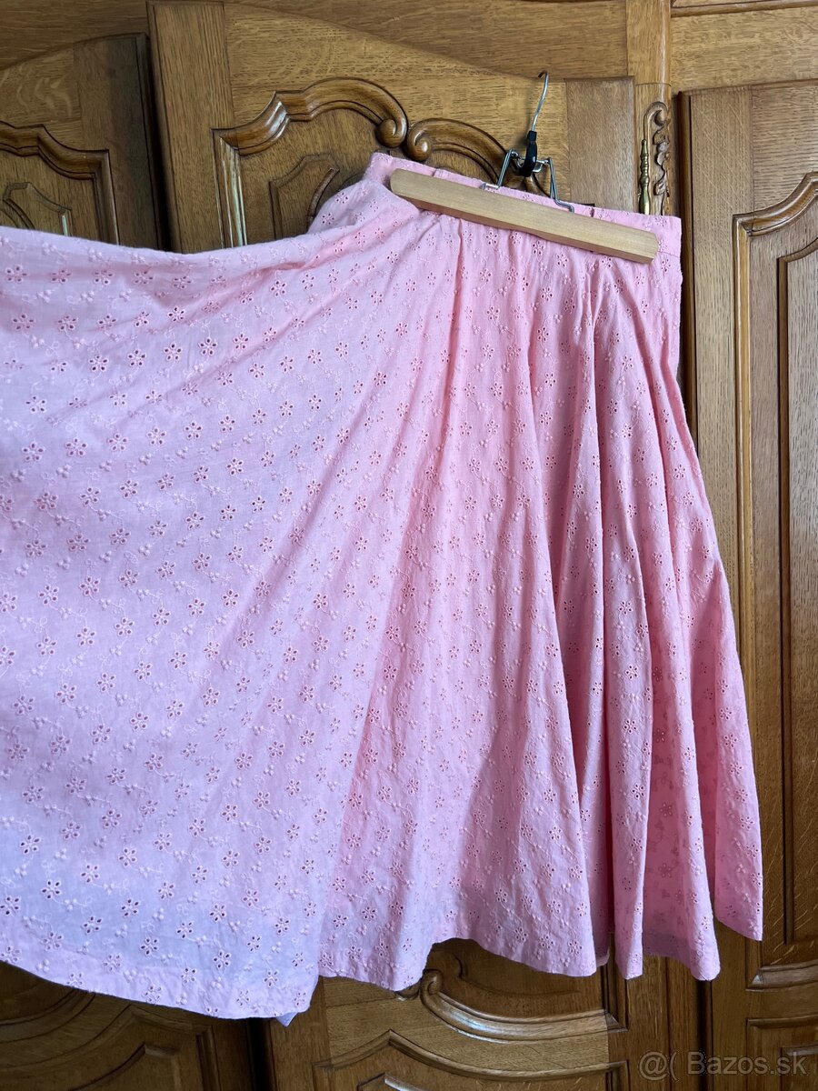 Hearts and found ružová madeirová midi sukňa XS - 5