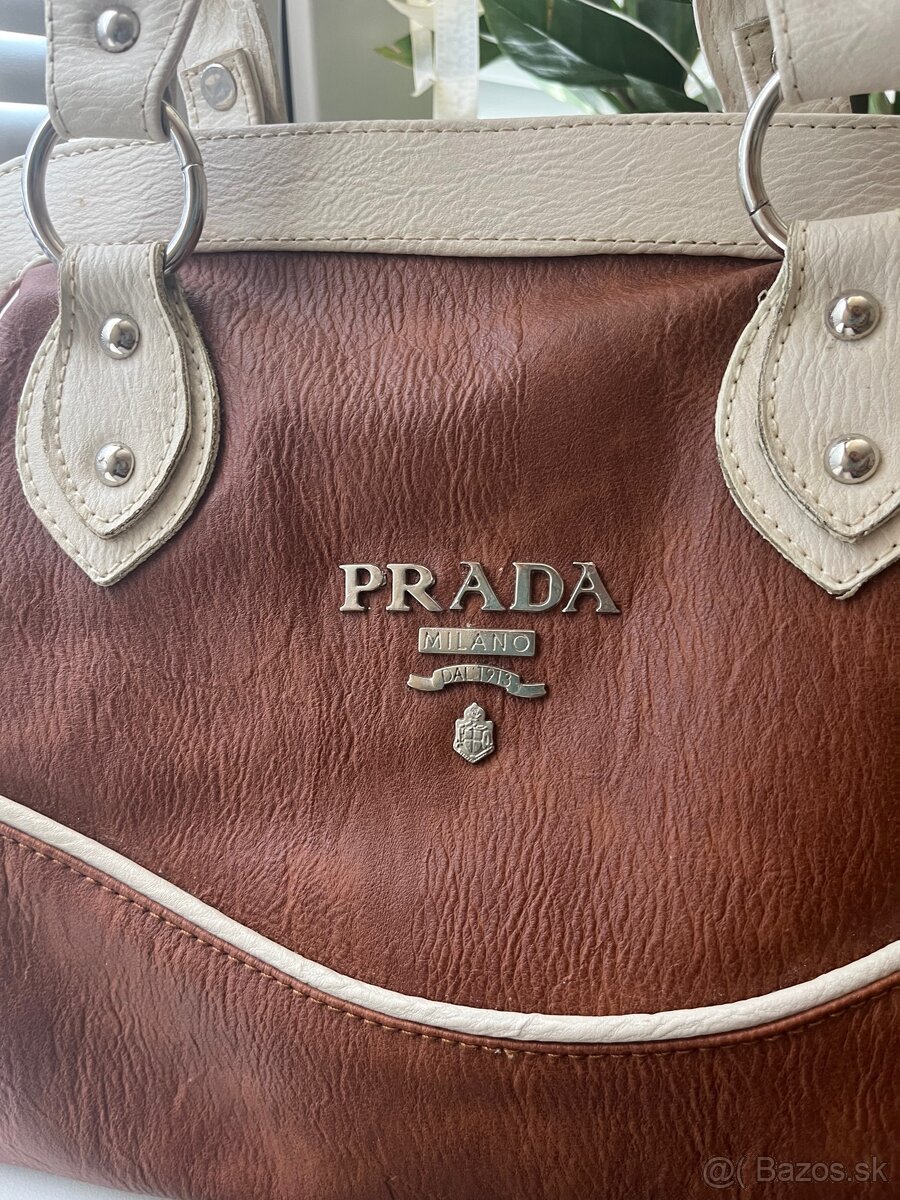 Veľká hnedobiela kabelka - 5