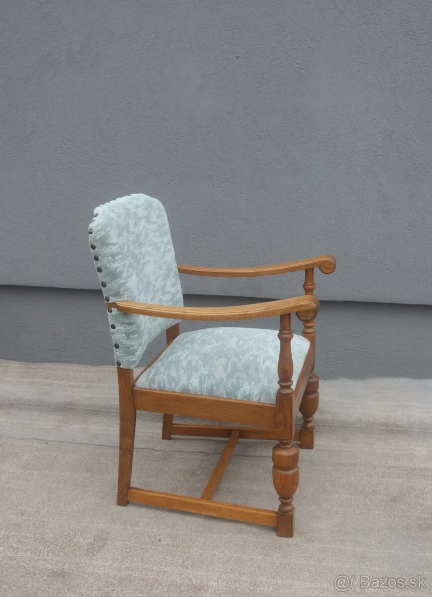 Kreslo drevené – šedo – modré . - 5