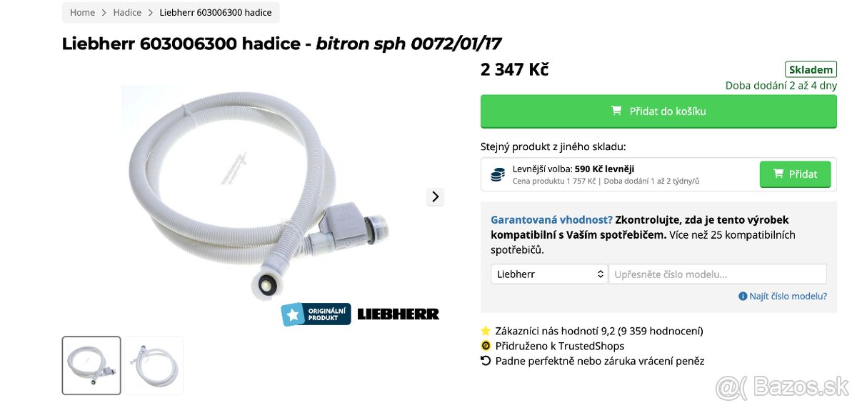 2-metrová hadica pre IceMaker so zátkou Aquqstop - Liebherr - 5