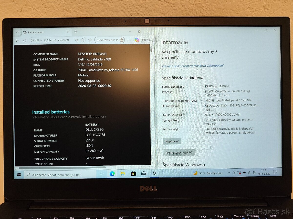 Dell Latitude 7480 | Intel Core i7-6600U • 16 GB RAM • 256 G - 5