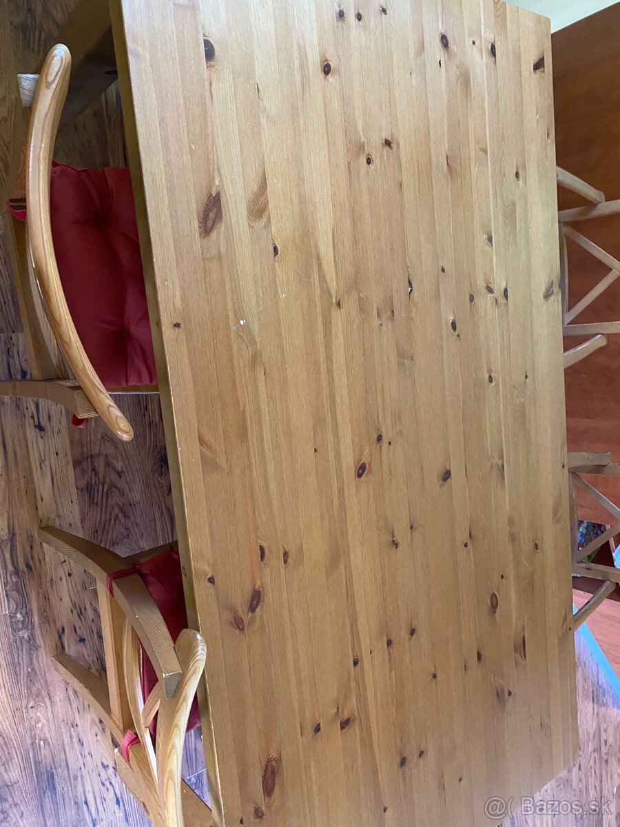 Masívny drevený stôl + 6 x stolička IKEA - 5