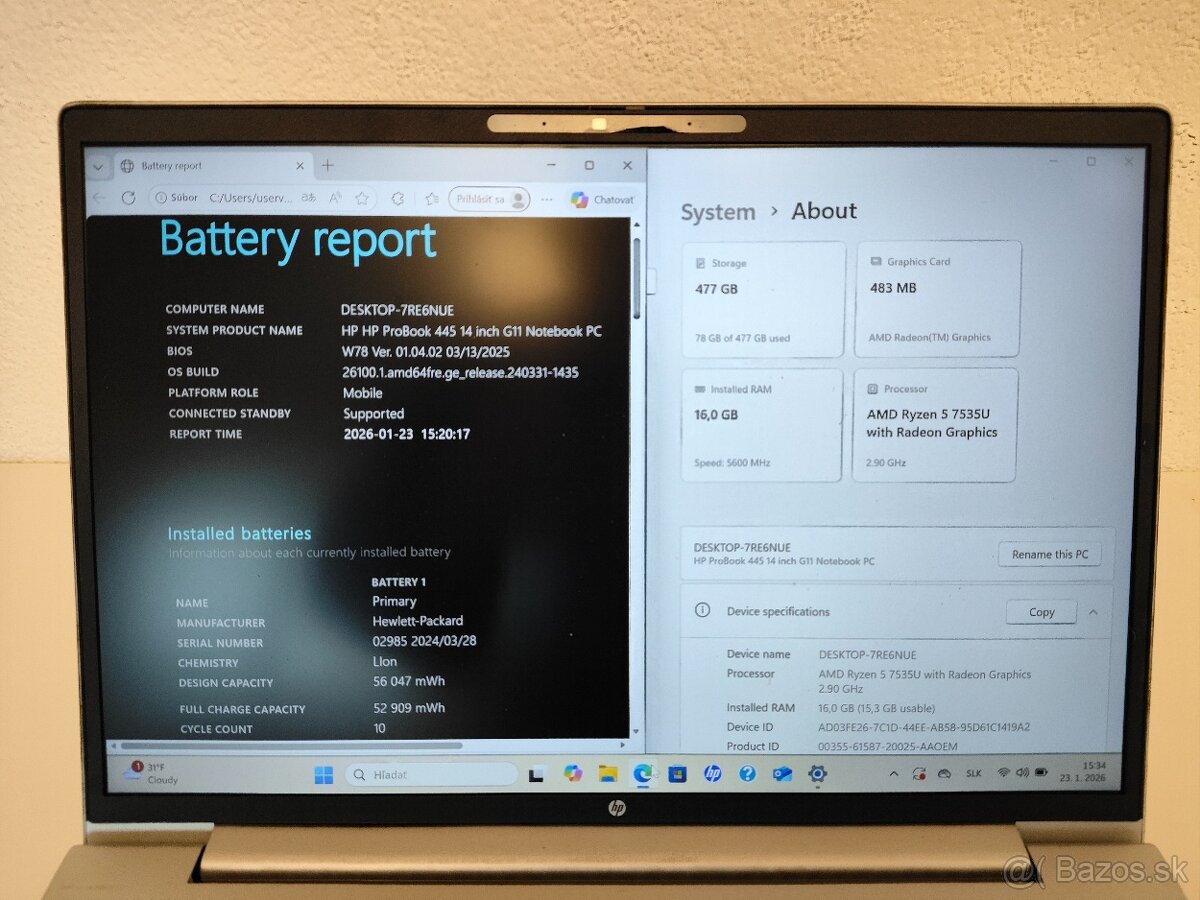 HP ProBook 445 G11 R5-7535U | 16GB | 512GB - 5