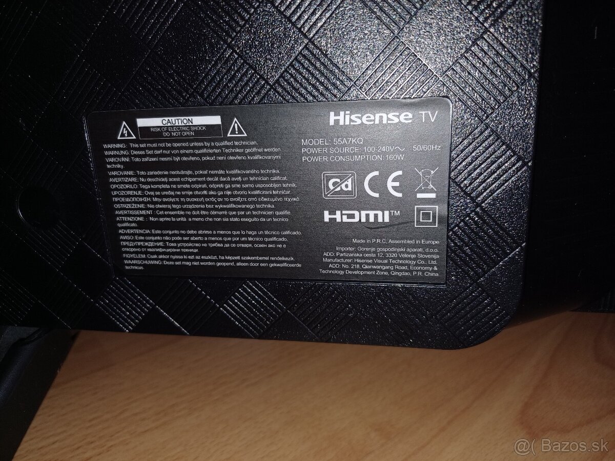 Predám SMART QLED TV Hisense 55A7KQ 4K UHD s Wi-Fi - 5