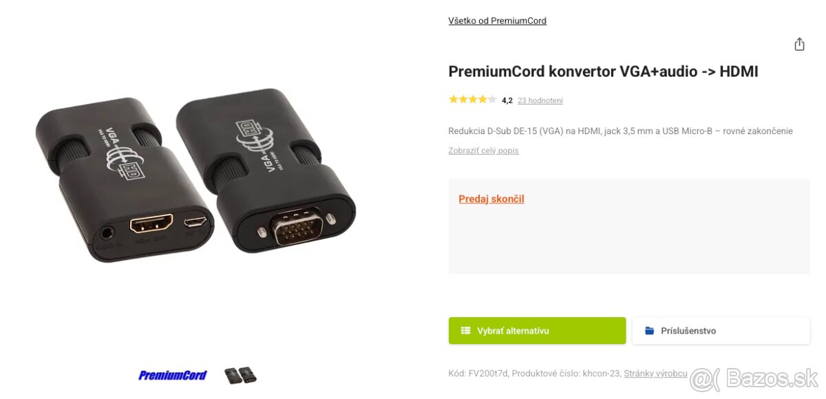 PremiumCord VGA + audio → HDMI - 5