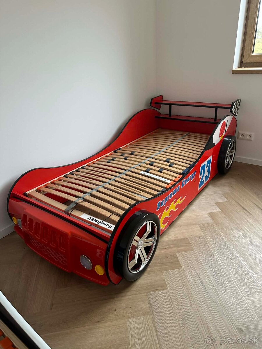 Autíčková detská posteľ 200 × 90 cm – super stav - 5