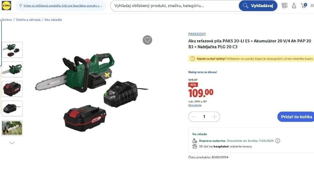 PARKSIDE® Aku reťazová píla PAKS 20-Li E5 - 5