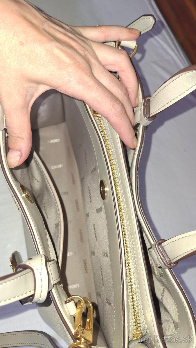 béžová kožená kabelka DKNY - nová - 5