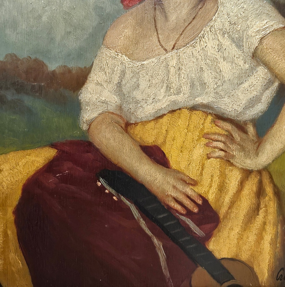 OBRAZ - Olejomaľba - Béla Czene - Hráčka na lutnu - 5