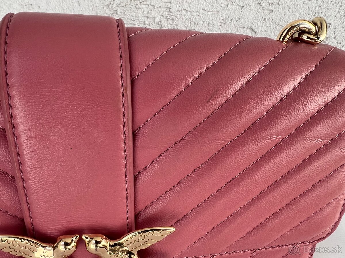 Pinko krasna kozena ruzova luxusna kabelka jedinecna farba - 5