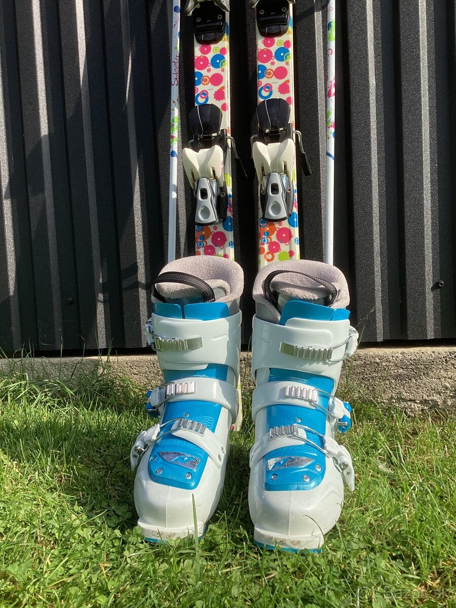 Lyže 140cm + lyžiarky + palice 110cm - 5