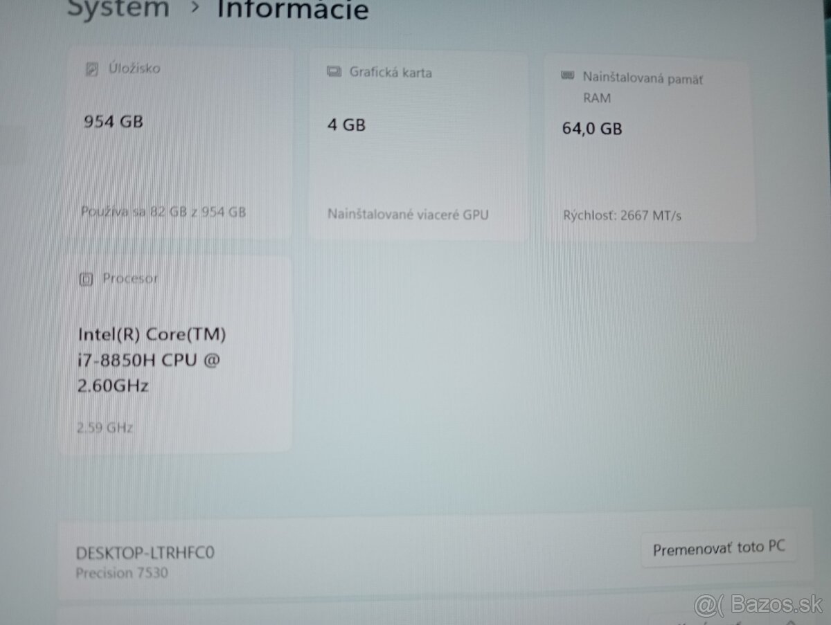 Dell Precision 7530 , Intel® Core™i7 , 64gb ram , 3x ssd - 5