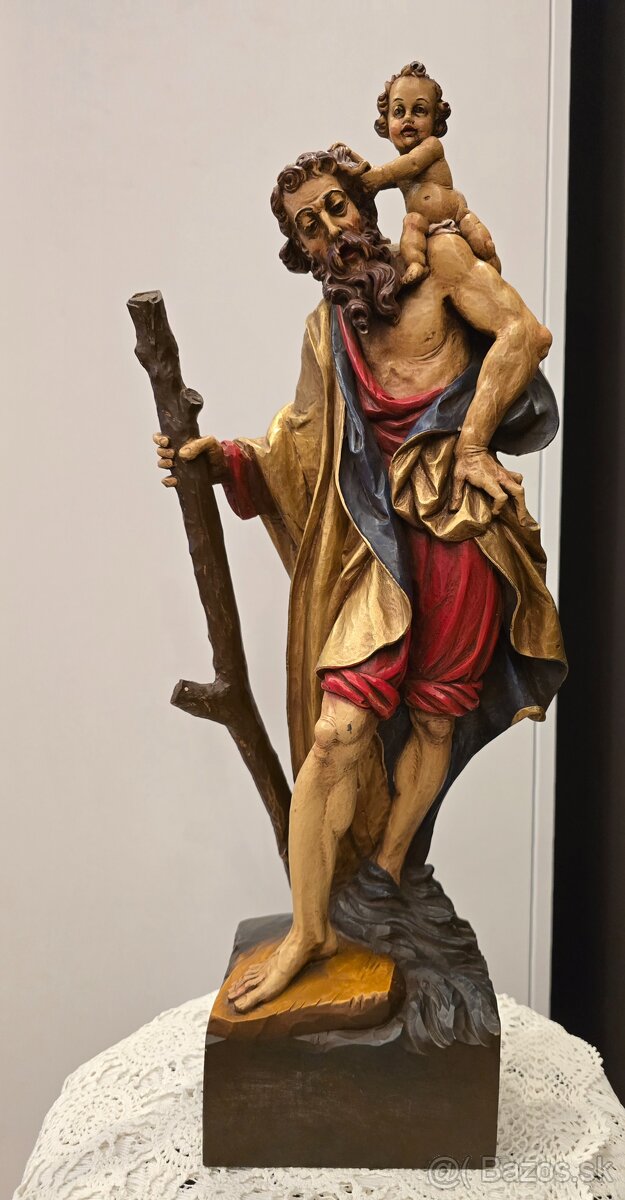 Socha sv. Krištofa s Ježiskom polychromia - 5